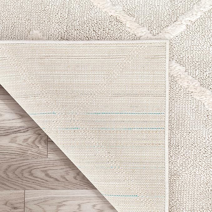 Antep Rugs Palafito 6x9 Geometric Shag Diamond High-Low Pile Textured Indoor Area Rug (Beige, 6'7" x 9')