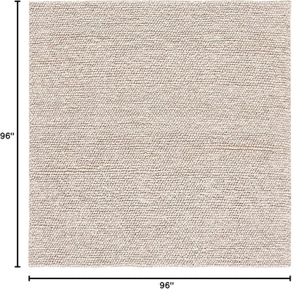 SAFAVIEH Natura Collection Area Rug - 8' Square, Beige, Handmade Wool Blend, Textured Design, Ideal for Living Room, Bedroom, Dining Space (NAT620B)