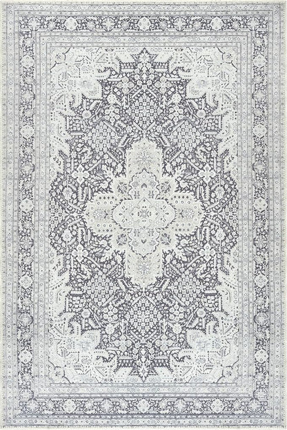 Bloom Rugs Washable Non-Slip 3' x 5' Rug - Charcoal Blue Traditional Medallion Area Rug for Living Room, Bedroom, Dining Room, and Kitchen - Exact Size: 3' x 5'