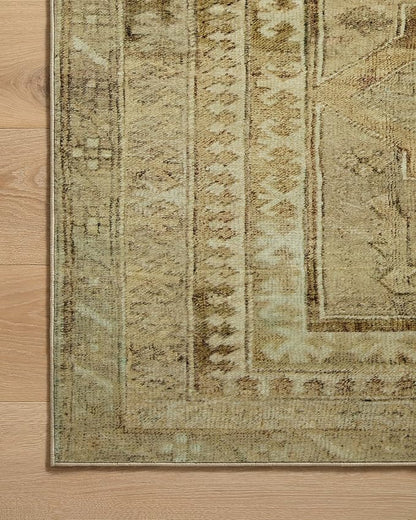 Loloi Magnolia Home by Joanna Gaines Sinclair Collection SIN-02 Khaki/Tobacco 5'-0" x 7'-0", .25" Pile Height, Machine Washable, Area Rug