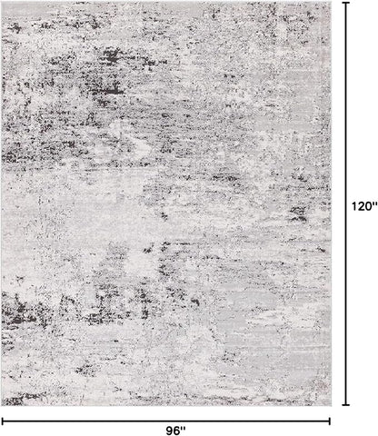 Rugs.com Leipzig Collection Area Rug – 8' x 10' Grey Low-Pile Rug Perfect for Living Rooms, Large Dining Rooms, Open Floorplans