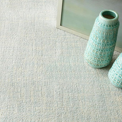 Dash and Albert Crosshatch Wool Area Rug - 3' x 5' Sky Blue Solid Hand Micro Hooked Accent Rug - Durable, High Traffic Areas Bedroom, Hallway, Stairs - Premium Luxury Hotel Quality Soft Breathable