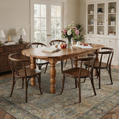 GENIMO 5x7 Area Rugs for Living Room, Machine Washable Non Slip Vintage Rugs, Low Pile Lightweight Chenille Print Rug for Bedroom, Dining Room, Home Office, Warm Taupe