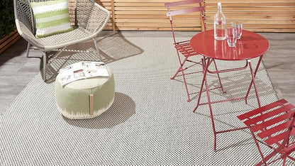 Nourison Home Courtyard Ivory Charcoal 8' x 10' Area Rug - Easy Clean, Non Shedding, Bed Room, Living Room, Dining Room, Kitchen (8' x 10')