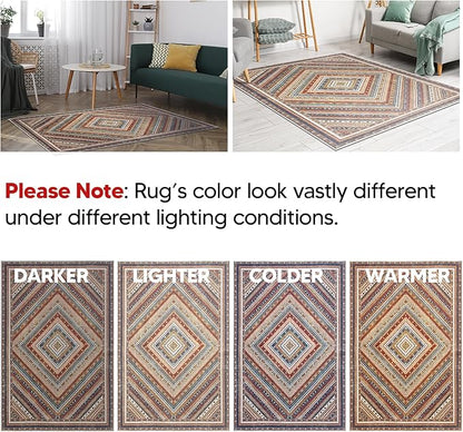 Keen Home Design 2x10 Rug - Machine Washable Runner Rug with Non-Slip Backing, Ideal for Hallway, Entryway, Kitchen, Laundry Room - Vintage, Easy Clean, Durable, Low Pile - (2'6" x 10')
