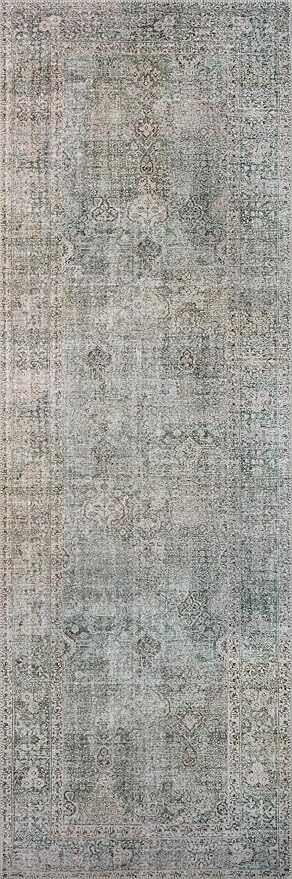 Loloi Chris Loves Julia Jules Collection JUL-08 Emerald/Antique Ivory 3'-6'' x 5'-6'', .13" Pile Height, Accent Rug