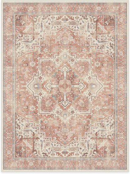 RUGGABLE Washable Area Rug – Kamran Rose Pink 9x12, Stain-Resistant, Non-Slip – Large Machine Washable Rugs for Living Room, Bedroom, Hallway, Entryway & Office–with Standard Pad