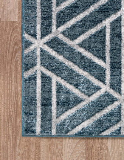 Rugs.com Lattice Trellis Collection Rug – 5' x 8' Blue Low-Pile Rug Perfect for Living Rooms, Large Dining Rooms, Open Floorplans