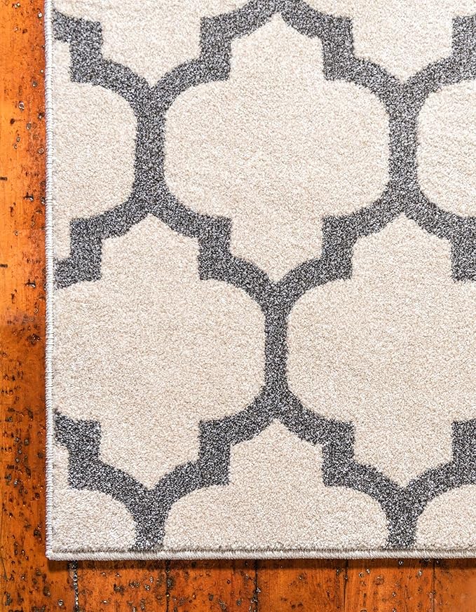 Rugs.com Lattice Collection Rug – 9x12 Beige and Gray Medium-Pile Rug Perfect for Living Rooms, Large Dining Rooms, Open Floorplans