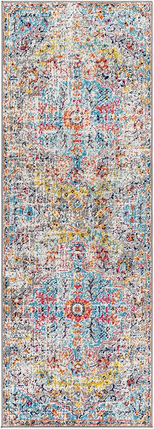 Livabliss Odelia Vintage Bohemian Runner Area Rug,2'7" x 7'3",Aqua