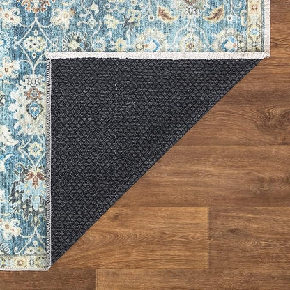 Bloom Rugs Washable Non-Slip 10x14 Rug - Blue/Beige Traditional Oriental Area Rug for Living Room, Bedroom, Dining Room, and Kitchen - Exact Size: 10' x 14'