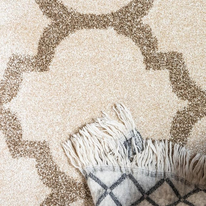 Rugs.com Lattice Collection Rug – 7' x 10' Beige Medium Rug Perfect for Bedrooms, Dining Rooms, Living Rooms