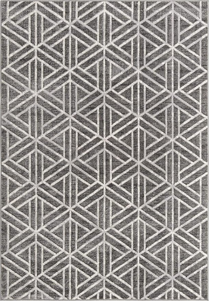 Rugs.com Lattice Trellis Collection Rug – 7' x 10' Gray Low-Pile Rug Perfect for Living Rooms, Large Dining Rooms, Open Floorplans