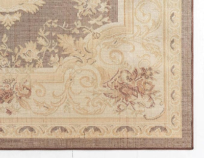 Unique Loom Versailles Collection Traditional Classic Floral Motif Area Rug (8' 0 x 8' 0 Square, Brown/ Ivory)