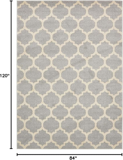 Rugs.com Lattice Collection Rug – 7' x 10' Light Gray Medium Rug Perfect for Bedrooms, Dining Rooms, Living Rooms