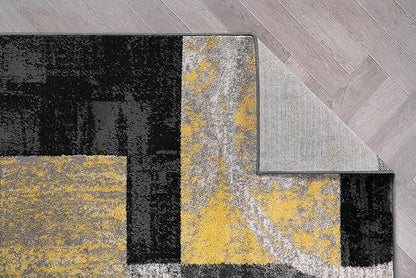 Rugshop Contemporary Circle Design Runner Rug, Fade-Resistant Carpet for Hallway, Kitchen, or Entryway, Yellow, 2' x 10'
