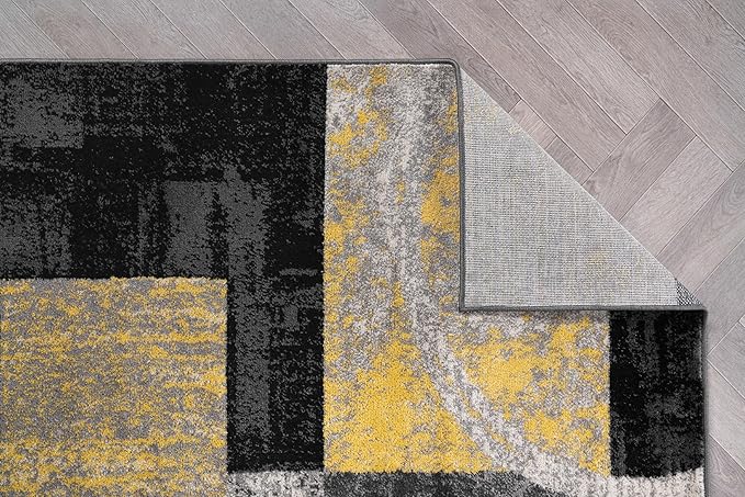 Rugshop Contemporary Circle Design Area Rug, Fade-Resistant Carpet for Bedroom, Dining Room, or Home Office, Yellow, 6'6" x 9'