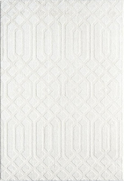 Abani Cozy Cream Area Rug for Living Room, Bedroom - Geometric Diamond Pattern - 4' x 6' - Durable & Easy to Clean