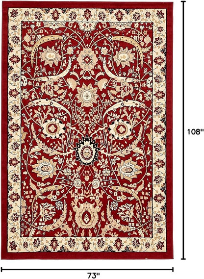 Unique Loom Espahan Collection Area Rug - Cape Cod (6' 1" x 9' Rectangle, Red/ Beige)