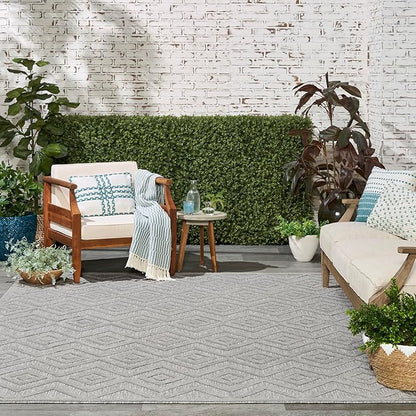 Nourison Home Versatile Silver Grey 9' x 12' Area Rug - Easy Clean, Non Shedding, Bed Room, Living Room, Dining Room, Kitchen (9' x 12')