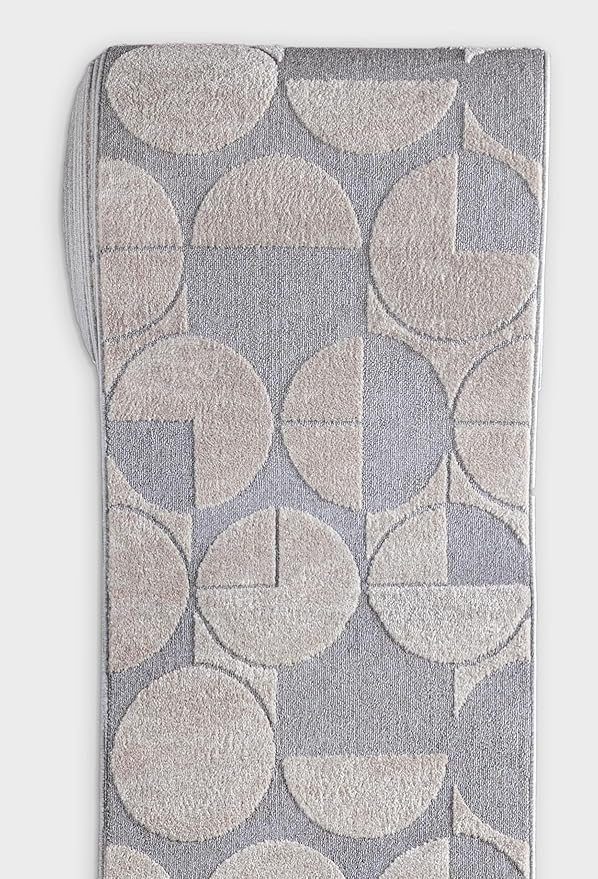 Well Woven Custom Size Hallway & Stair Runner- Harlow Harmony Ivory/Grey 27 Inches Wide x 70 Feet Long Runner (27" x 70') Runner Rug - Modern Geometric Pattern, Ultra-Soft, Easy-Clean