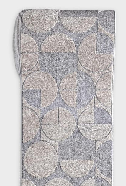 Well Woven Custom Size Hallway & Stair Runner- Harlow Harmony Ivory/Grey 27 Inches Wide x 60 Feet Long Runner (27" x 60') Runner Rug - Modern Geometric Pattern, Ultra-Soft, Easy-Clean