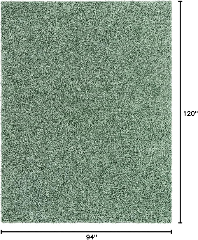 Unique Loom Davos Shag Collection Area Rug - Solid (7' 10" x 10' Oval, Sage)