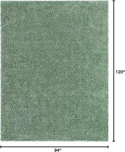 Unique Loom Davos Shag Collection Area Rug - Solid (7' 10" x 10' Oval, Sage)