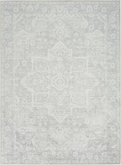 Nourison Home Astra Machine Washable Grey 6'7" x 9' Area Rug - Easy Clean, Non Shedding, Bed Room, Living Room, Dining Room, Kitchen (7' x 9')