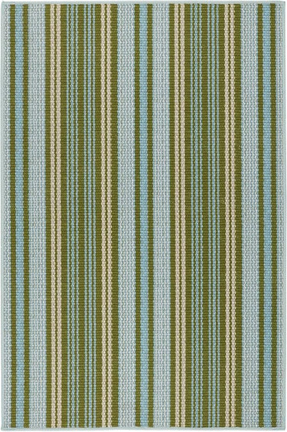 Dash & Albert Caravan Stripe Multi Machine Washable Rug, 8.5 X 11.5 Feet, Multicolored/Green Stripe Pattern