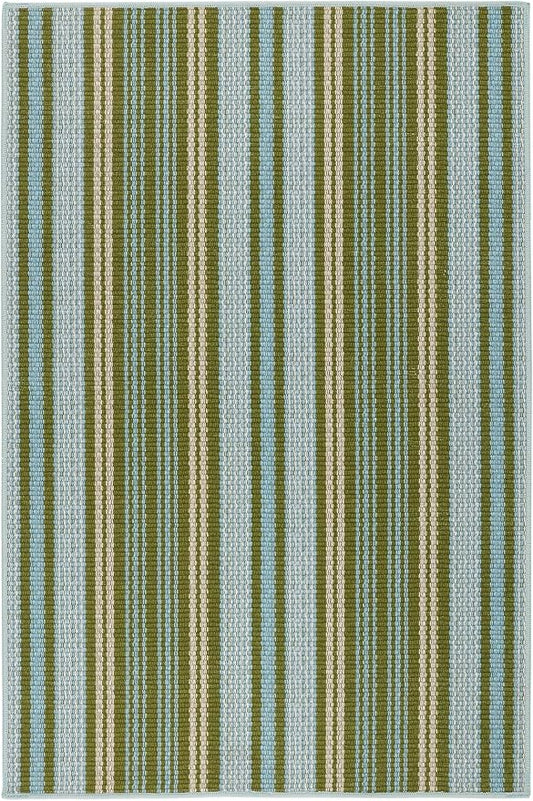 Dash & Albert Caravan Stripe Multi Machine Washable Rug, 8.5 X 11.5 Feet, Multicolored/Green Stripe Pattern
