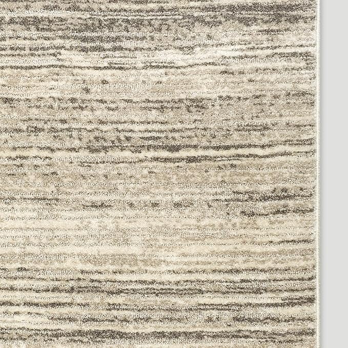 Well Woven Custom Size Hallway & Stair Runner- Harlow Delphi Cream Beige 31 Inches Wide x 50 Feet Long Runner (31" x 50') Runner Rug - Modern Stripes Pattern, Ultra-Soft, Easy-Clean