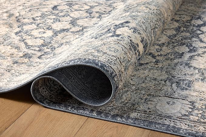 Loloi Teagan Collection TEA-01 Denim/Mist 7'-11" x 10'-6" Area Rug, Large, Soft Neutral Rug, High-Traffic for Living Room, Bedroom, Home Office, Dining Area