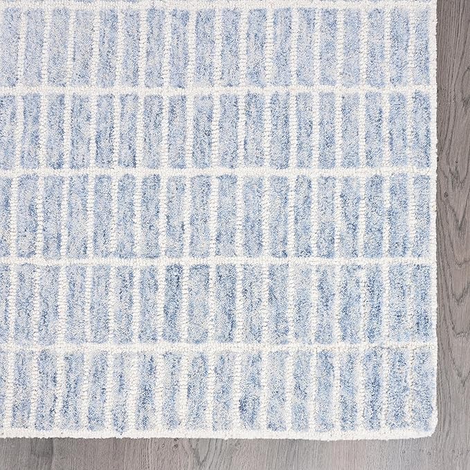 Handmade Capitola Space Dyeing Imported Premium Wool Area Rug - Unique Modern Design Carpet for Living Room, Bedroom, and Dining Room (Blue, 6' Round)