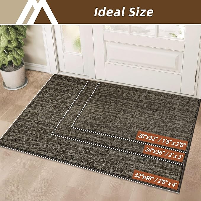 COSY HOMEER-Door-Mat,Dirt Trapper Entryway Rugs 20"x32",Non Slip Washable Entrance Mats,Absorbent Welcome Mat,Low Profile Dog Door Mats for Front Back Doomats and Wet Shoes,Light Brown