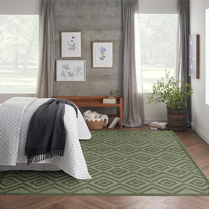Nourison Home Versatile Green 8' x 10' Area Rug - Easy Clean, Non Shedding, Bed Room, Living Room, Dining Room, Kitchen (8' x 10')