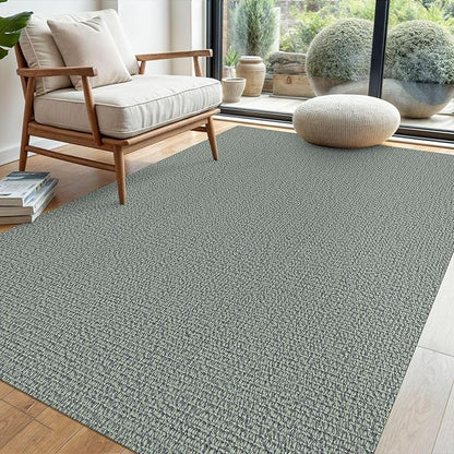 EARTHALL Washable Area Rug 4x6 Ft Non Slip Rugs for Entryway Braided Throw Rugs with Rubber Backing Bedroom Carpet Cotton Entry Rug Woven Floor Carpets for Bedroom Dining Room Living Room, Green/Grey