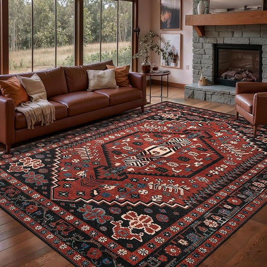 Ciicool Washable 5x7ft Rugs for Living Room Non-Slip Indoor Area Rug Large Low-Pile Mat Floor Carpet Vintage Rug for Bedroom Dinning Foyer Decor