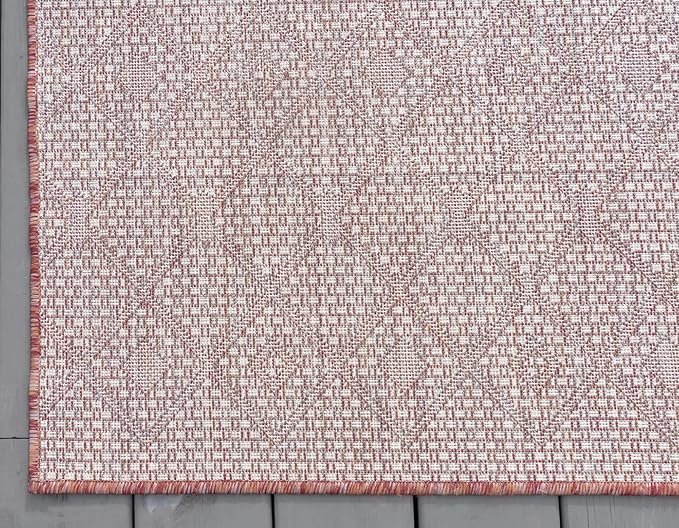 Unique Loom Outdoor Trellis Collection Area Rug - Tribal Trellis (3' 3" x 5' 3" Rectangle, Rust Red/ Ivory)