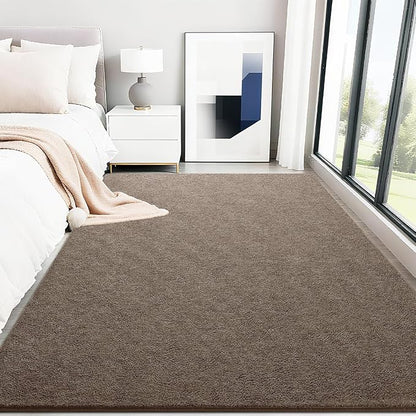 HQAYW 6x9 Large Area Rugs for Living Room Bedroom, Modern Thickened Memory Foam Soft Rug, Low Pile Minimalist Washable Non Slip Carpets for Kids Girls Boys Nursery Dorm Home Decor, Brown