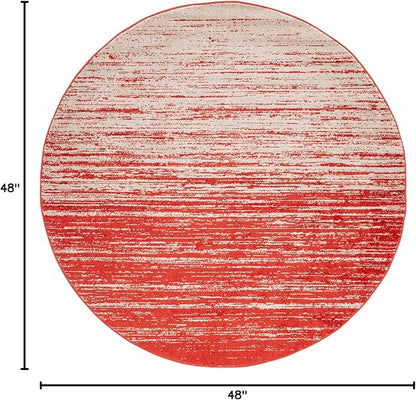 SAFAVIEH Adirondack Collection Area Rug - 4' Round, Orange & Grey, Modern Ombre Design, Non Shedding & Easy to Clean, Ideal for Living Room, Bedroom, Office, Dining Space (ADR113P)