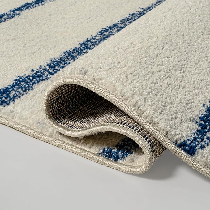 JONATHAN Y Williamsburg Minimalist Stripe Cream/Navy Indoor Area Rug, 4x6, Contemporary, Modern, Easy-Cleaning for Living Room, Bedroom, Kitchen, Pet Friendly, Non-Shedding (MOH201E-4)