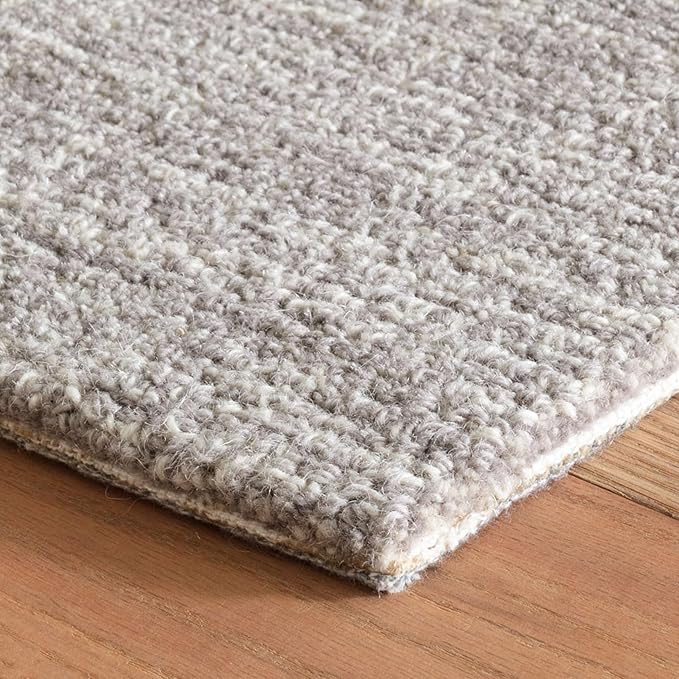 Dash and Albert Crosshatch Wool Area Rug - 5' x 8' Dove Grey Solid Hand Micro Hooked Accent Rug - Durable, High Traffic Areas Bedroom, Hallway, Stairs