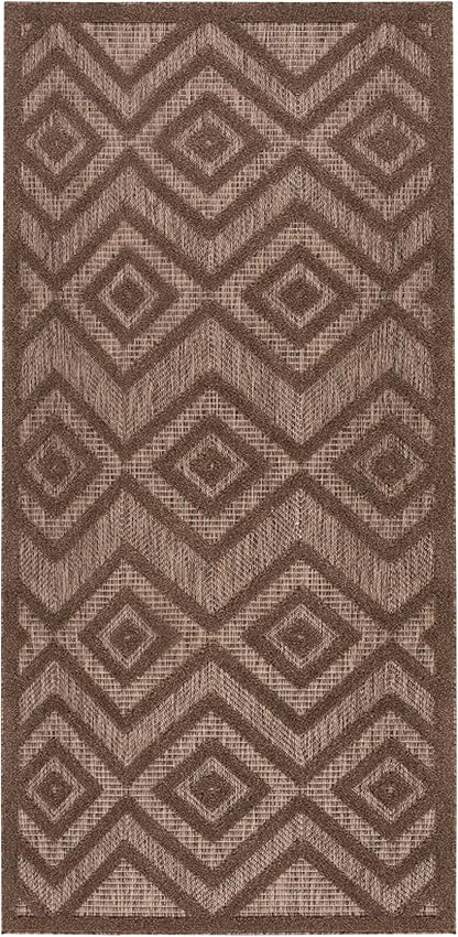 Nourison Home Versatile Brown 2' x 4' Area Rug - Easy Clean, Non Shedding, Bed Room, Living Room, Dining Room, Kitchen (2' x 4')