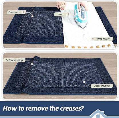 BEQHAUSE Indoor Door Mat 32" x 48", Dirt Trapper Door Mats Non-Slip Entryway Rugs Washable, Resist Dirt Absorbent Welcome Mat, Low Profile Floor Mats for Front Back Door and Entryway, Blue