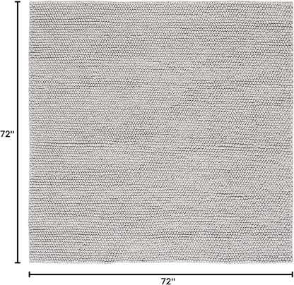 SAFAVIEH Natura Collection Area Rug - 6' Square, Silver, Handmade Wool Blend, Textured Design, Ideal for Living Room, Bedroom, Dining Space (NAT620C)