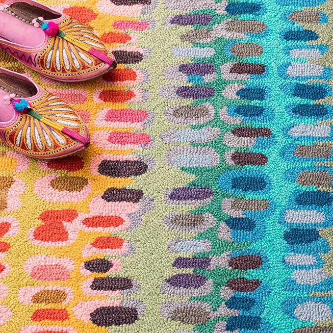 Dash and Albert Paint Chip Wool Area Rug - 3' x 5' Multicolor Graphic Hand Micro Hooked Accent Rug - Durable, High Traffic Areas Hallway, Living Room, Stairs