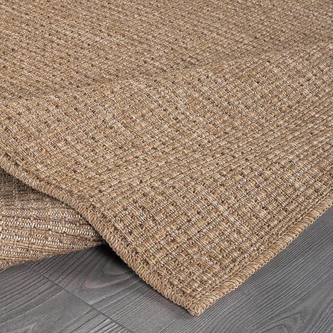 Beverly Rug Easy Jute Natural Rug 4x6 Solid Washable Durable Outdoor Indoor Area Rugs for Living Dining Room Patio Office Stain Resistant Non Shedding Casual Indoor Outside Carpet (4 x 6 Natural)