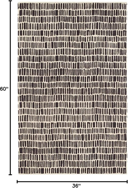 Dash and Albert Roark Wool Area Rug - 3' x 5' Charcoal Geometric Hand Tufted Accent Rug - Durable, High Traffic Areas Hallway, Living Room, Stairs - Premium Luxury Hotel Quality Soft Breathable