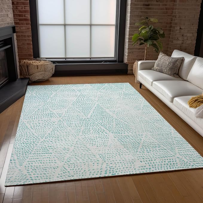 Addison Rugs Chantille ACN591 Aqua 10' x 14' Indoor Outdoor Area Rug, Easy Clean, Machine Washable, Non Shedding, Bedroom, Living Room, Dining Room, Kitchen, Patio Rug